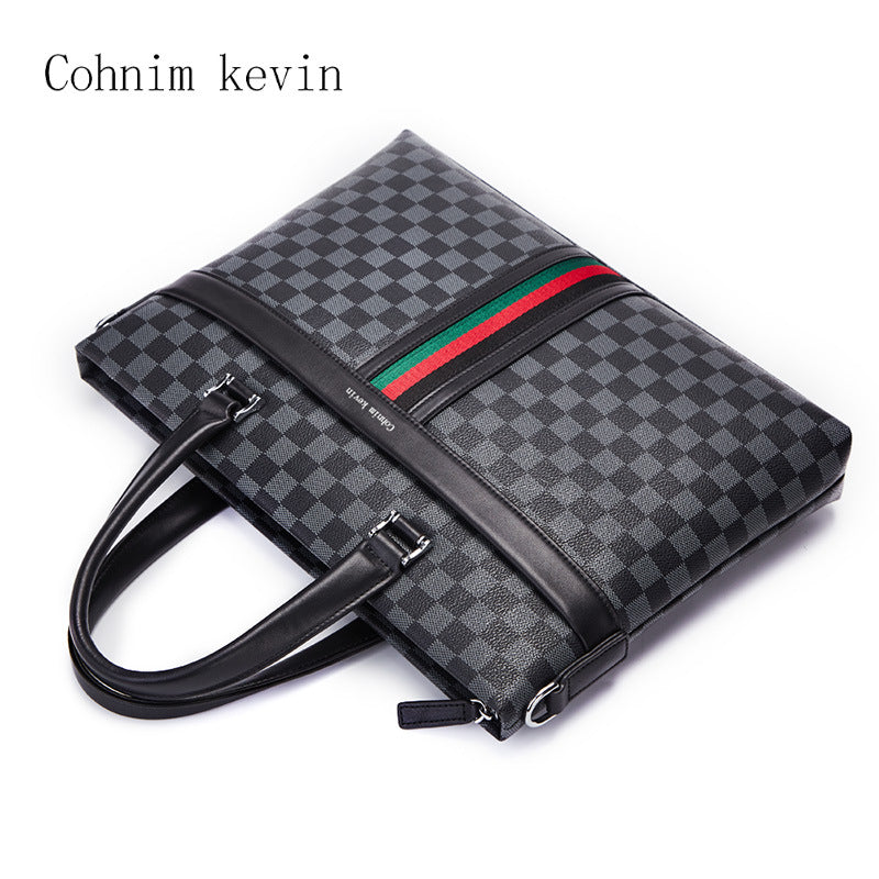 Men's Plaid Business Classic Hand Carrying Inch Men's Handbags