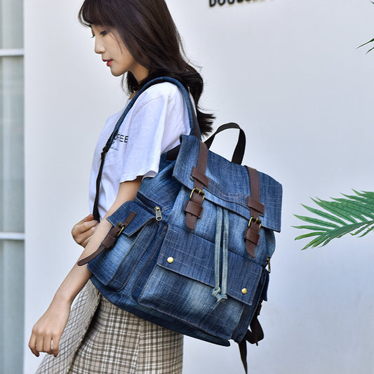 Women's Retro Fashion Denim Canvas College Leisure Backpacks