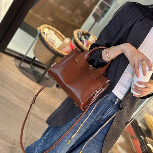 Vegetable Tanning Leather Fashionable Light Luxury Shoulder Bags