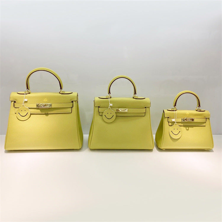 Kelly Layer Cowhide Lychee Pattern Fashion Crossbody Bags