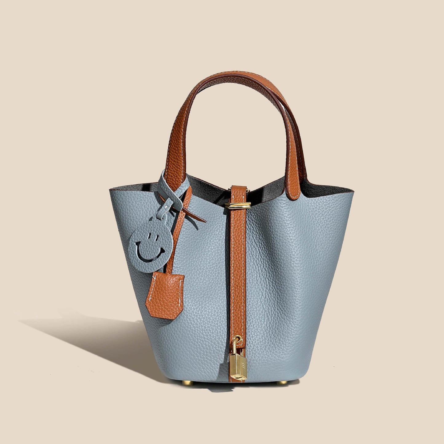 Women's Layer Cowhide Vegetable Basket Versatile Genuine Handbags