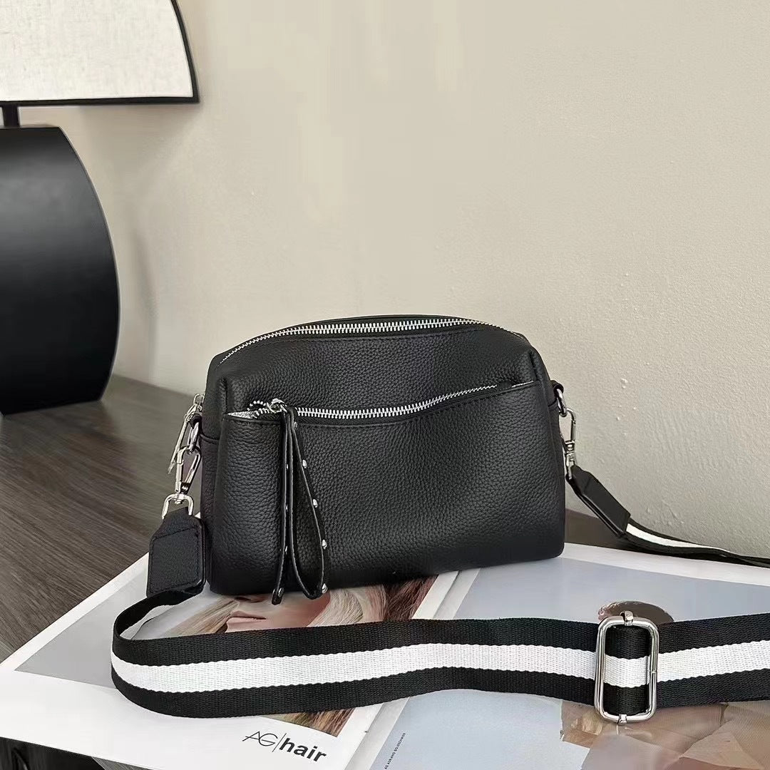 Women's Genuine Leather Wide Strap Cowhide Fashion Crossbody Bags