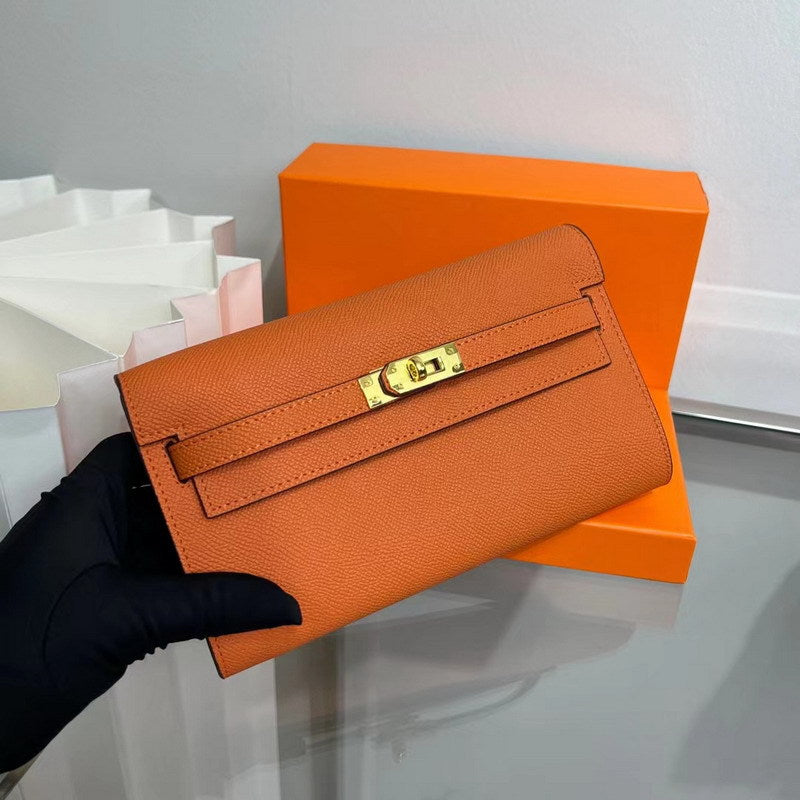 Pattern Kelly Gold Mid-length Clutch Genuine Ladies Wallets