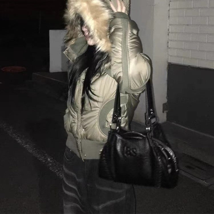 Unique Elegant Hobo Leather Motorcycle Underarm Backpacks