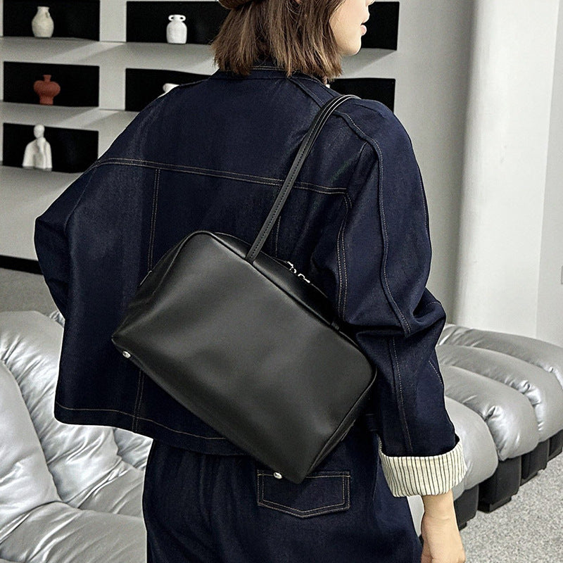 Genuine Leather Big Minimalist Retro Bowling Large Shoulder Bags