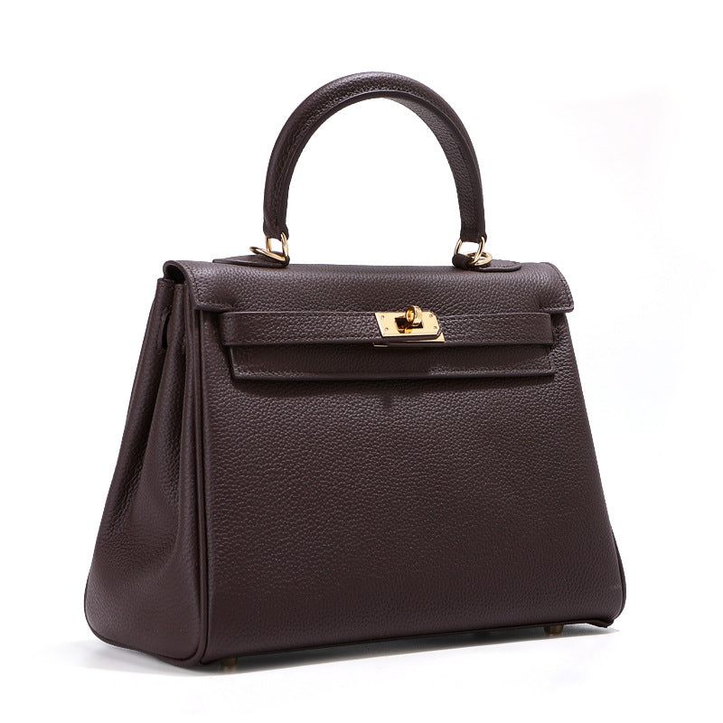 Women's High-grade First Layer Cowhide Kelly Underarm Shoulder Bags