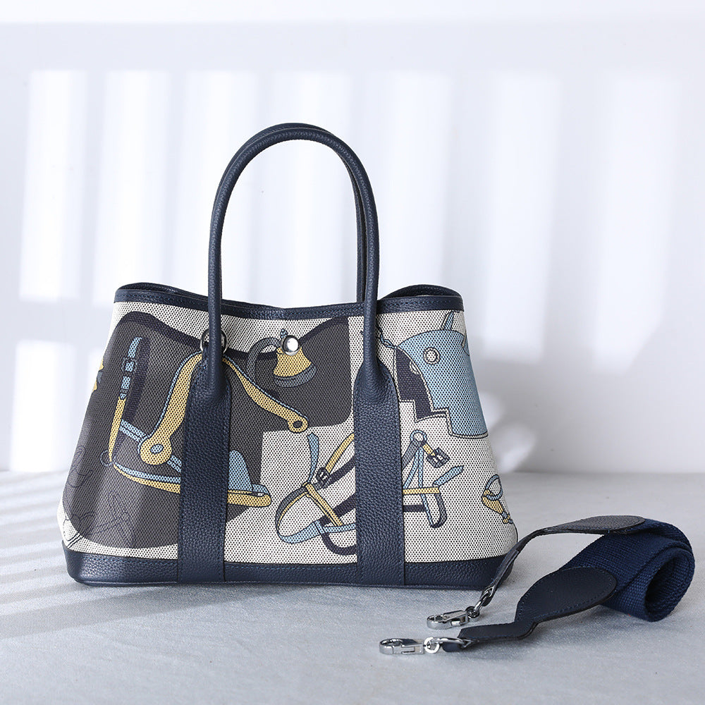 Women's Cowhide Home Classic Painted Genuine Leather Handbags