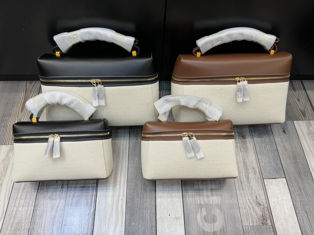 Lunch Box Linen Stitching Fashion Large Crossbody Bags