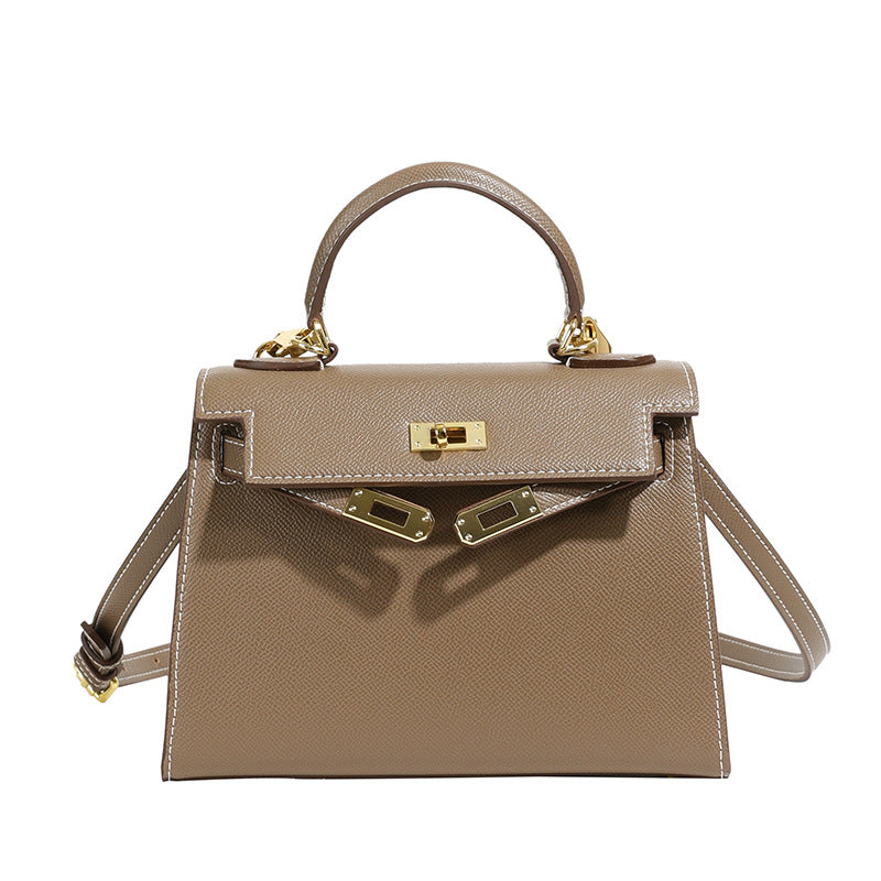 Retro Kelly Palm Pattern Genuine Leather Shoulder Bags