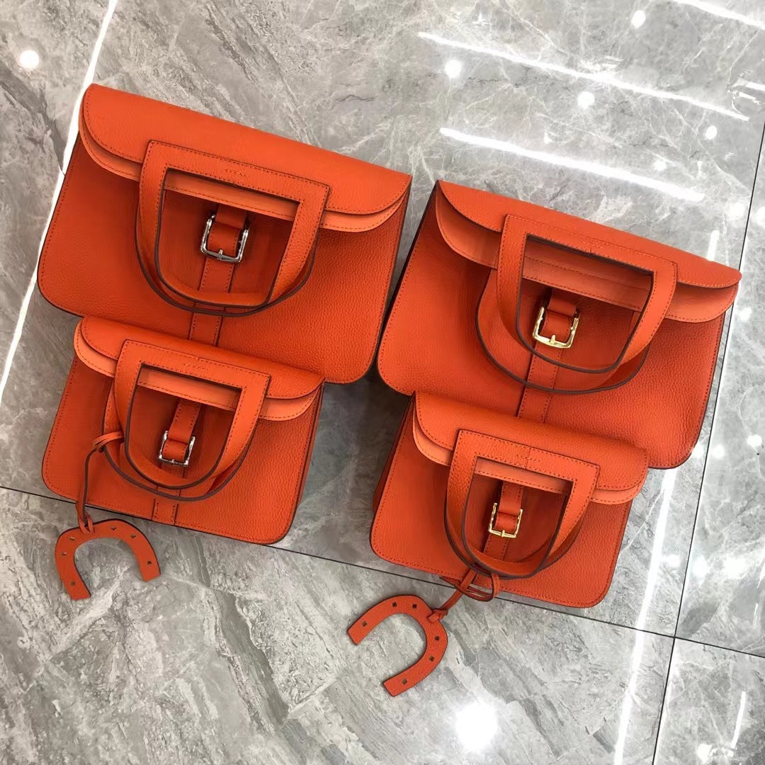 Women's Portable Lychee Pattern First Layer Cowhide Shoulder Bags