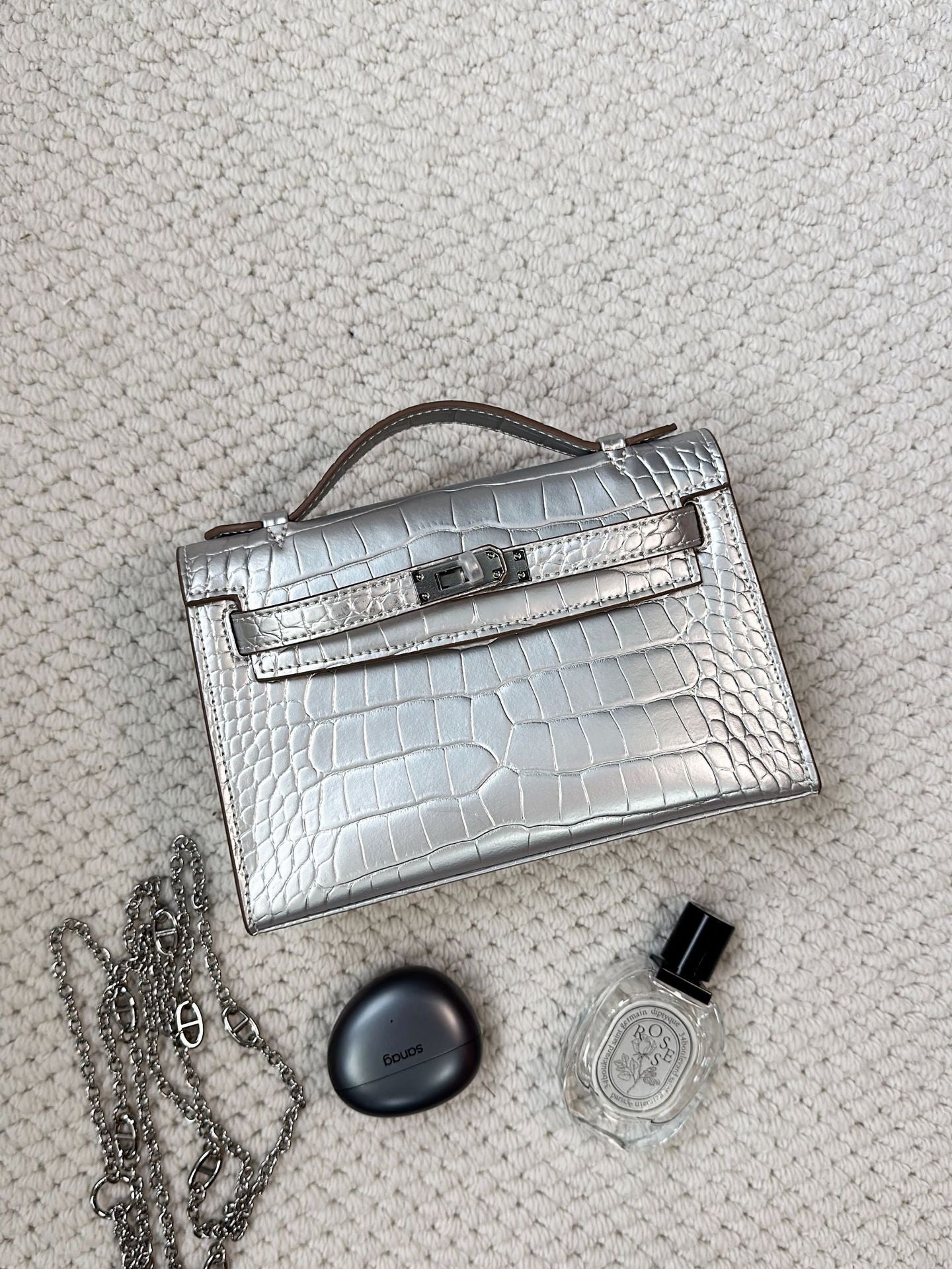 Women's Leather Crocodile Pattern Pig Nose Chain Handbags