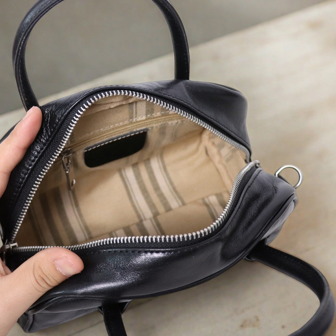 Women's Bowling Leather Pillow Vegetable Tanning Minority Handbags