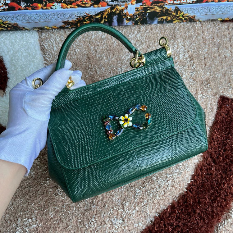 Women's Simple Miss Sicilian Lizard Pattern Portable Handbags