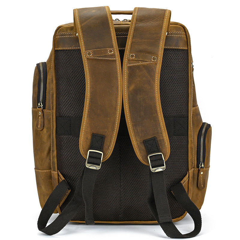 Men's Crazy Horse Leather Large Capacity Retro Backpacks