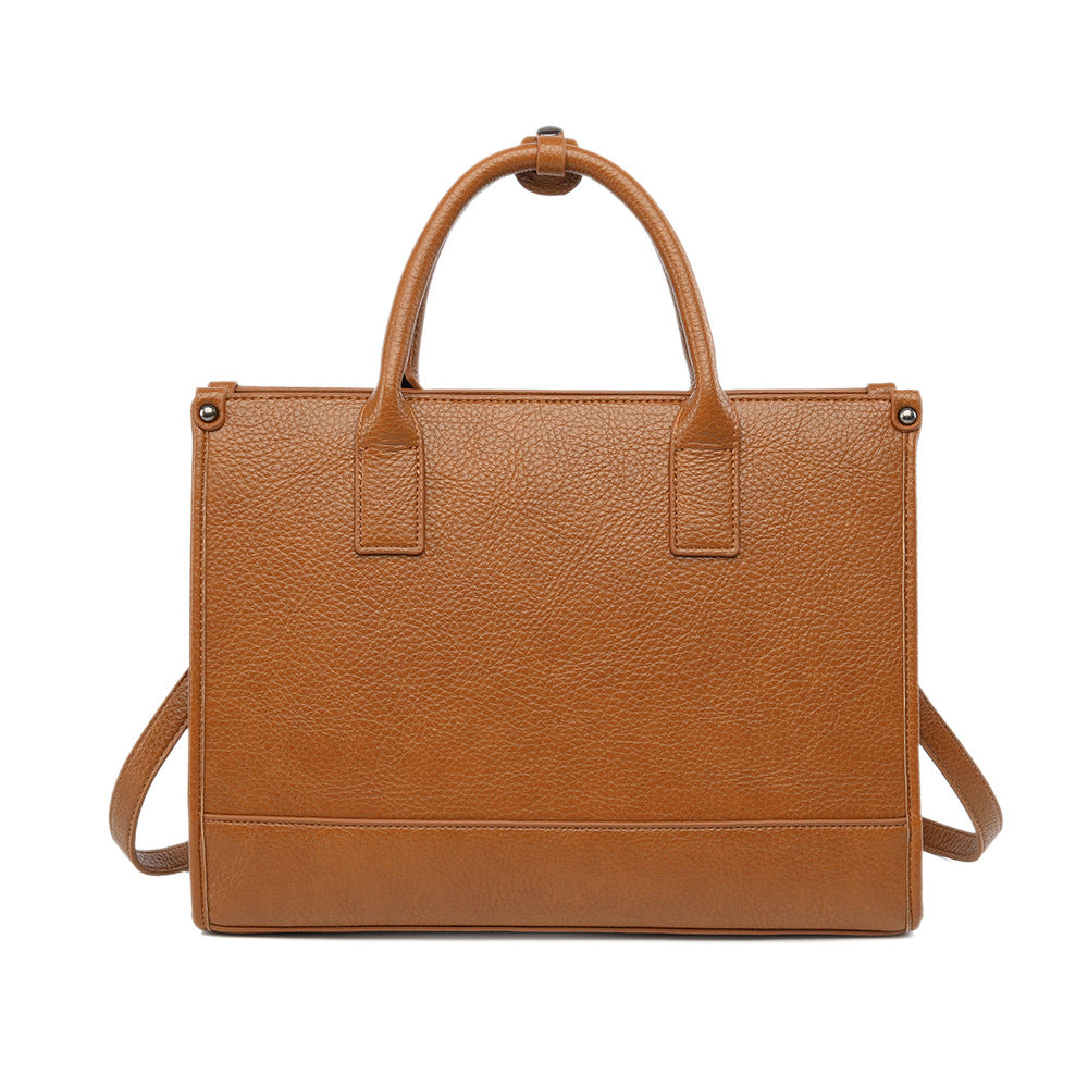 Large Capacity Soft Leather Simple Commute Bags