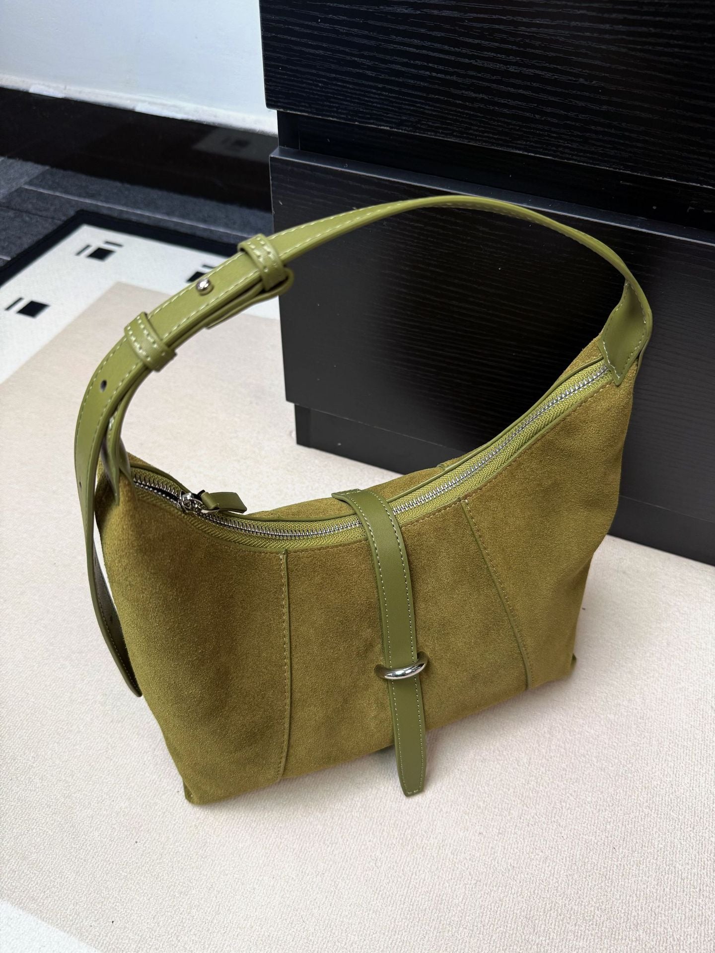 Women's First Layer Frosted Cowhide Lunch Box Crossbody Bags