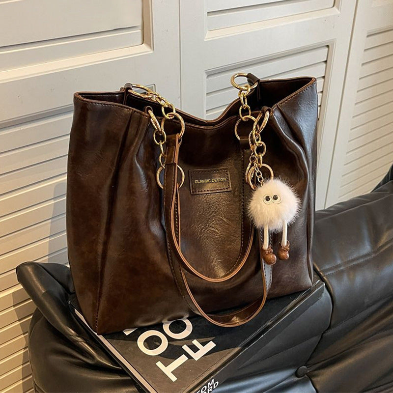 Women's Leather Large Capacity Portable Commuter Tote Bags