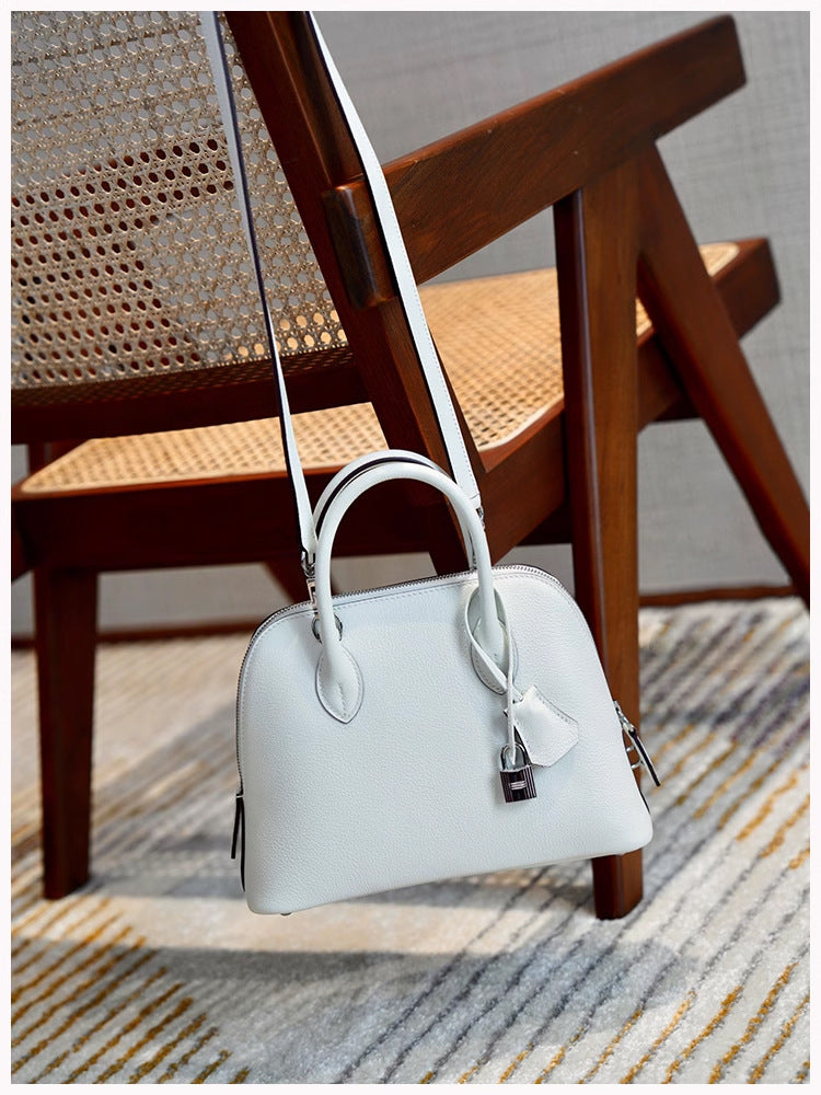 Women's Bowling Shell Top Layer Cowhide Leather Crossbody Bags