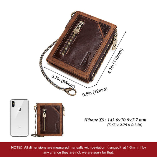 Man Swiping First Layer Cowhide Credit Men's Wallets