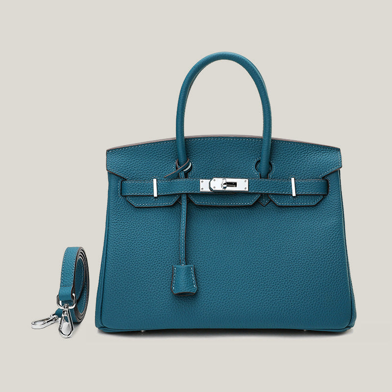 Women's Sier Litchi Pattern Genuine Leather First Layer Bags