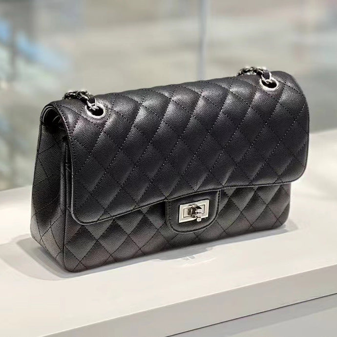 Women's Check Flap Genuine Leather High-grade Fashionable Shoulder Bags