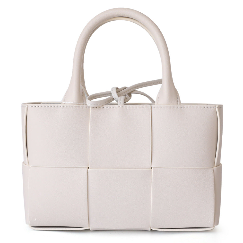 Women's Niche Large Capacity Authentic Leather Weave Simple Handbags