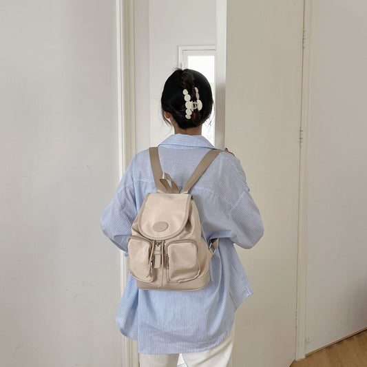 Women's Spring Simple Drawstring Black Fashion Large Bags