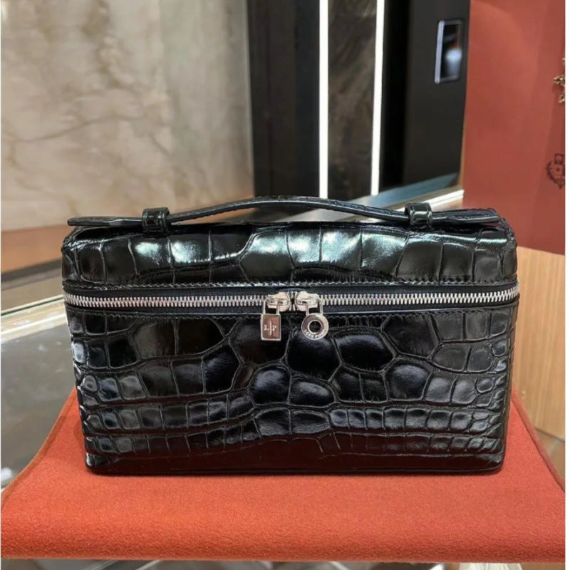 Women's Pattern Lunch Box Kelly Lychee Cowhide Crossbody Bags