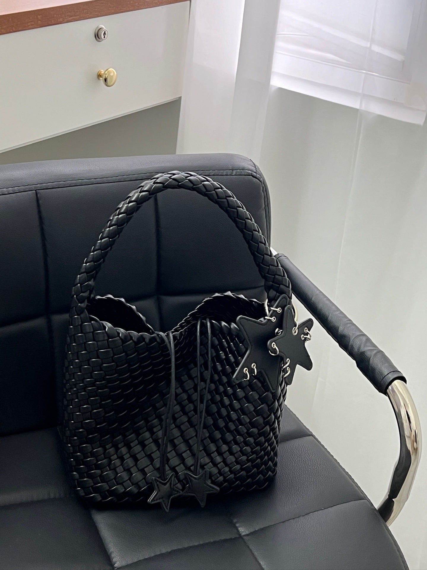Woven Female Commuter Portable Underarm Genuine Tote Bags