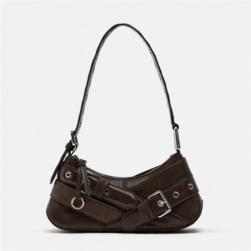 Women's Spring Black Waistband Fashion Underarm Motorcycle Bags
