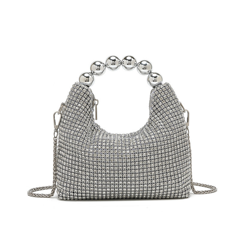 Women's Beads Clutch Chain Inlaid Brick Dinner Shoulder Bags