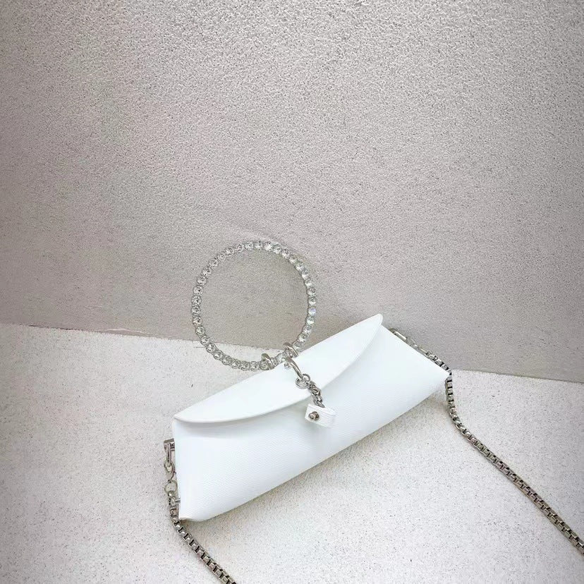 Female Korean Macaron Cross Pattern Rhinestone Shoulder Bags