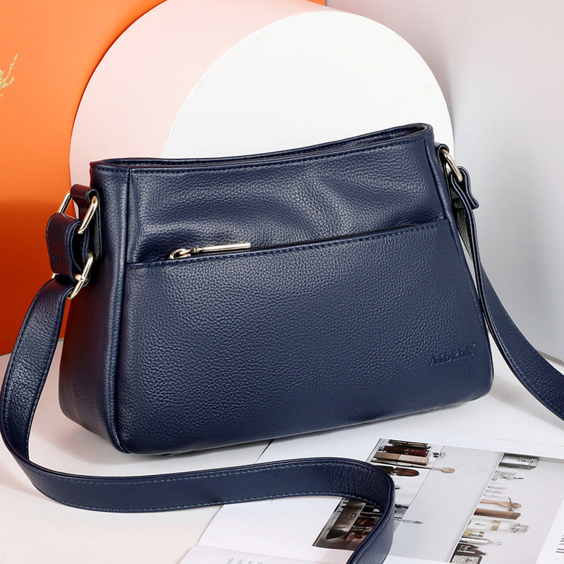 Women's Simple Mother's Soft Leather Large Capacity Crossbody Bags