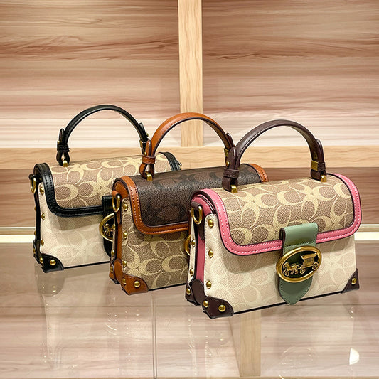 Women's Popular Niche Printing Color Contrast Box Crossbody Bags