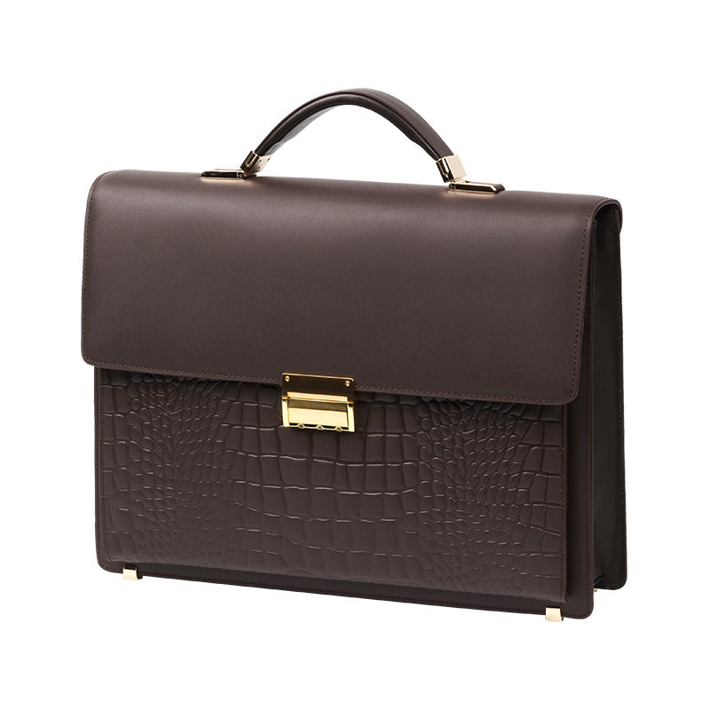 Men's Business Commute Password Computer Cowhide Men's Handbags
