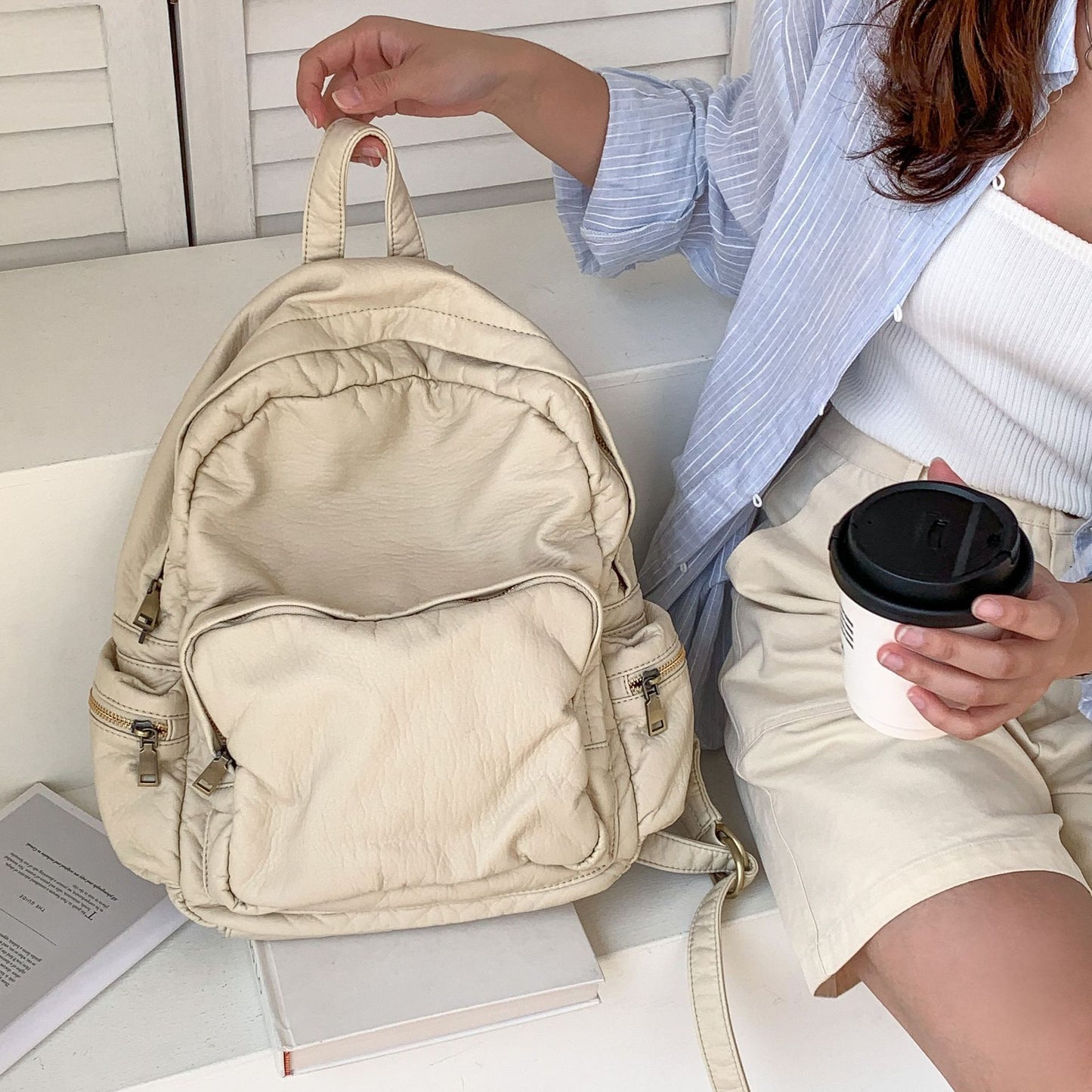 Women's Glamorous Washed Leather Style Niche Backpacks