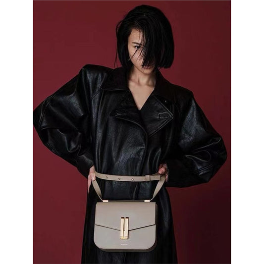 Women's Glamorous British Design Leather Tofu Crossbody Bags