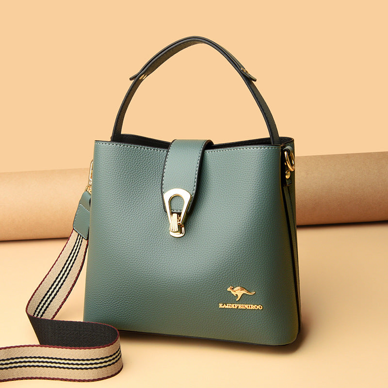 Women's Barrel Fashion Simple Soft Leather Mom Handbags