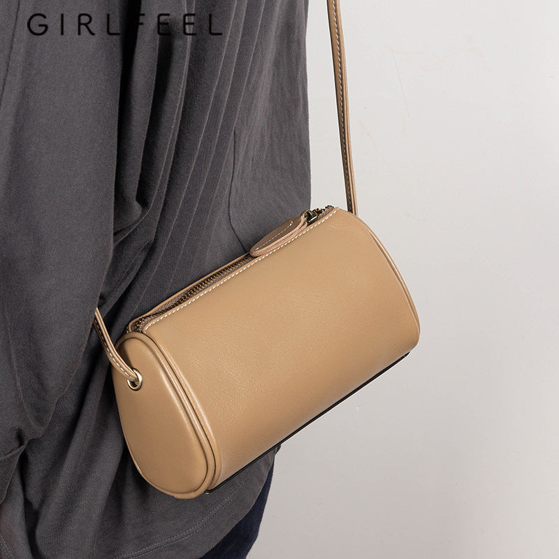 Women's Fashionable Genuine Leather Retro Vegetable Tanning Crossbody Bags