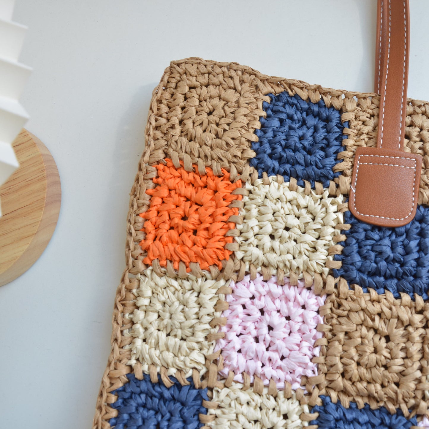 Color Crochet Large Capacity Hand-woven Cookie Shoulder Bags