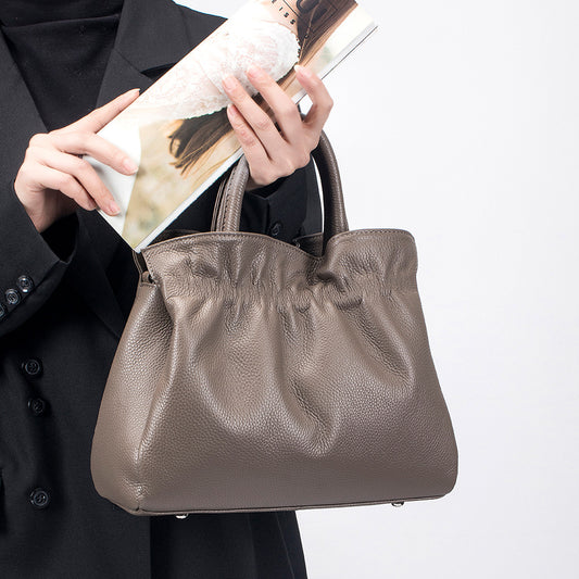 Women's Fashion Cattlehide Leather Niche Genuine Large Shoulder Bags