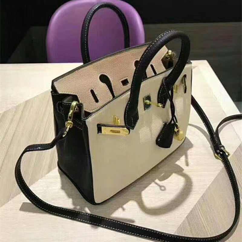 Matching Fashion Top Layer Litchi Grain Cowhide Shoulder Bags