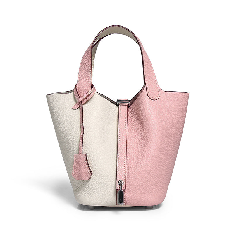 Women's Trendy Color Matching Vegetable Basket Large Capacity Handbags