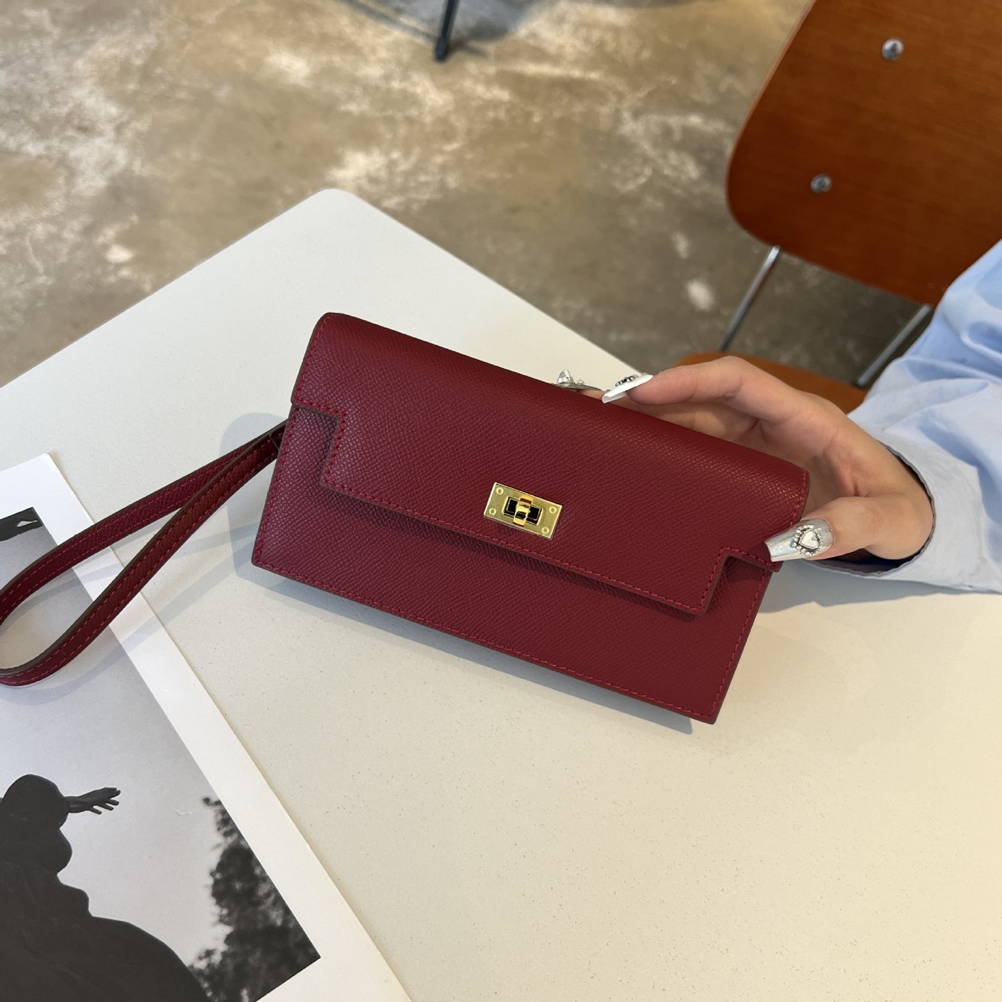 Women's Kelly Palm Print Cowhide Clutch Long Crossbody Bags