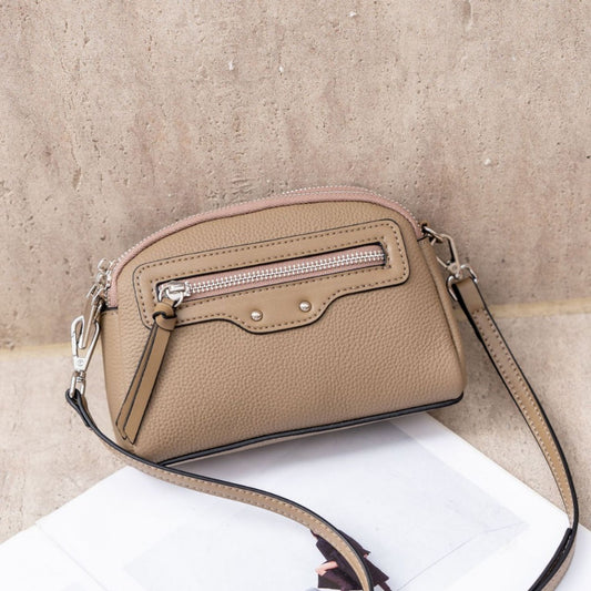 Women's First Layer Cowhide Niche Simple Zipper Crossbody Bags