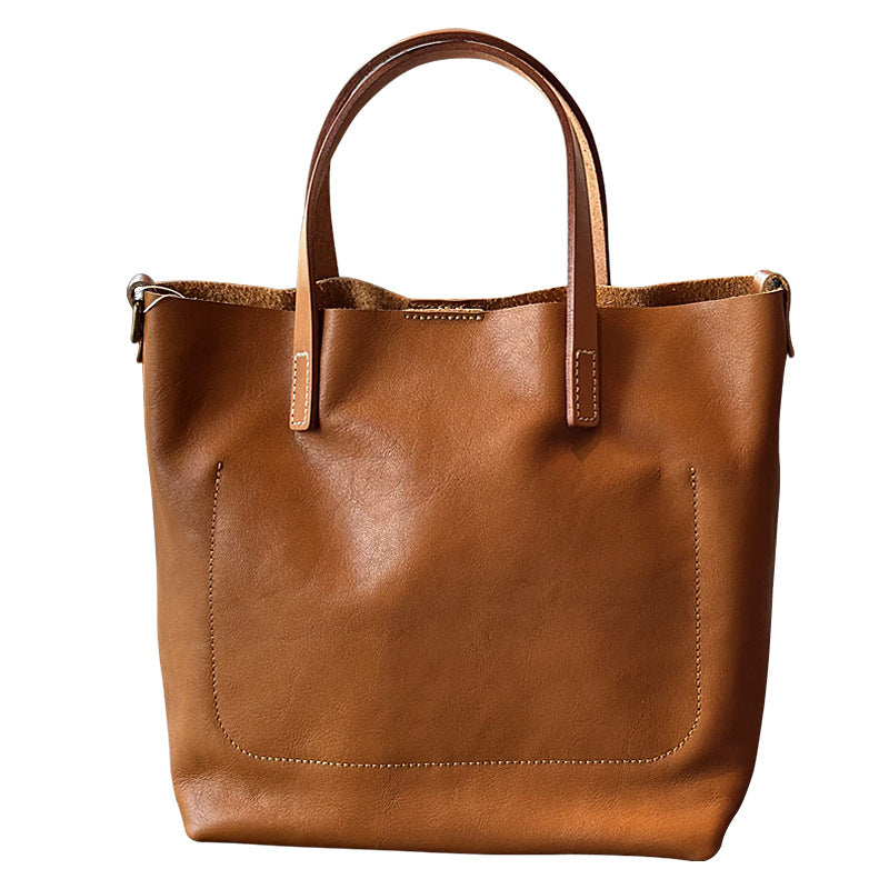 Women's Retro Cowhide Simple Elegant Commuter Genuine Handbags