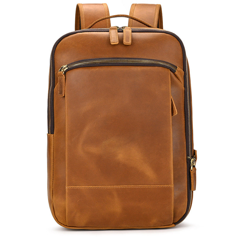Men's Retro Genuine Leather Crazy Horse Computer Backpacks