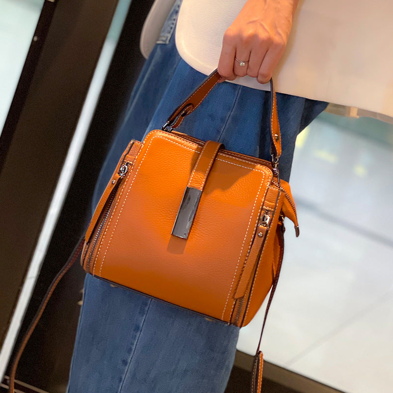 Women's Cowhide Leather High Sense Design Portable Crossbody Bags