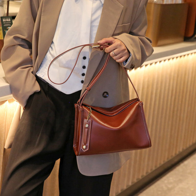 Women's Leather Fashion Cattlehide Versatile Soft Shoulder Bags