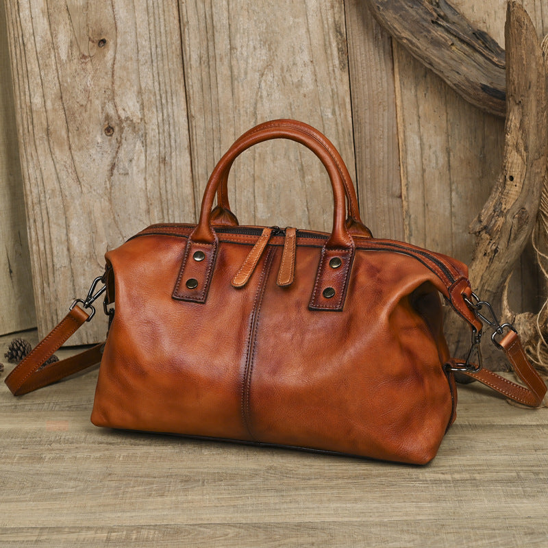 Unisex Leather Vegetable Tanned Handmade Leisure Men's Handbags